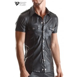 sexy Chemise manches courtes wetlook noire Luca - Regnes