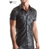 sexy Chemise manches courtes wetlook noire Luca - Regnes