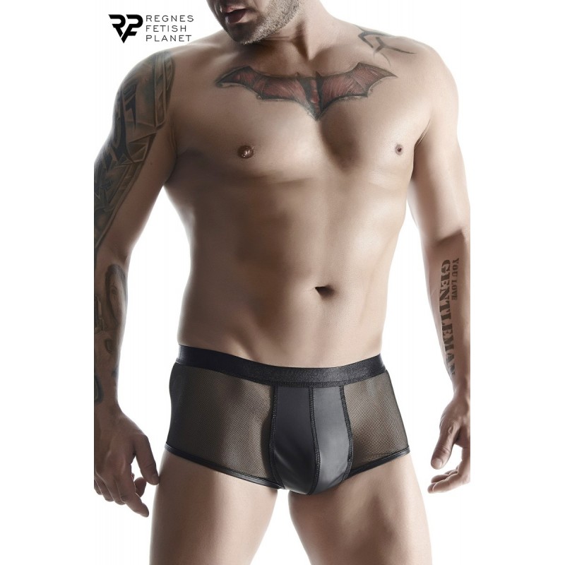 sexy Boxer noir wetlook et mesh - Regnes