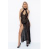 sexy Robe longue fendue en tulle léopard F288