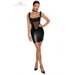 sexy Robe courte wetlook et tulle F257