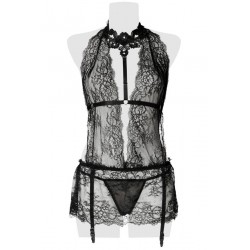 sexy Set érotique robe dentelle, harnais et string - Grey Velvet