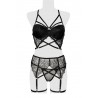 sexy Ensemble lingerie dentelle harnais 3 pièces - Grey Velvet