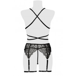 sexy Ensemble lingerie dentelle harnais 3 pièces - Grey Velvet
