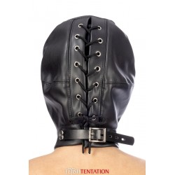 sexy Cagoule BDSM simili cuir avec baillon amovible - Fetish Tentation