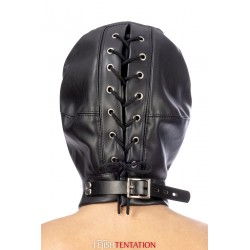 sexy Cagoule BDSM 3 ouvertures en simili cuir - Fetish Tentation