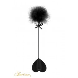 sexy Tapette coeur avec pompon noir - Sweet Caress