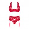 sexy Lacelove ensemble 3 pièces - Rouge
