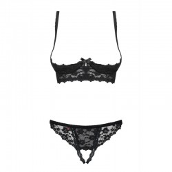 sexy Letica Ensemble ouvert 2 pcs  - Noir