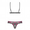 sexy Tulia Ensemble ouvert 2 pcs - Noir et Fuchsia