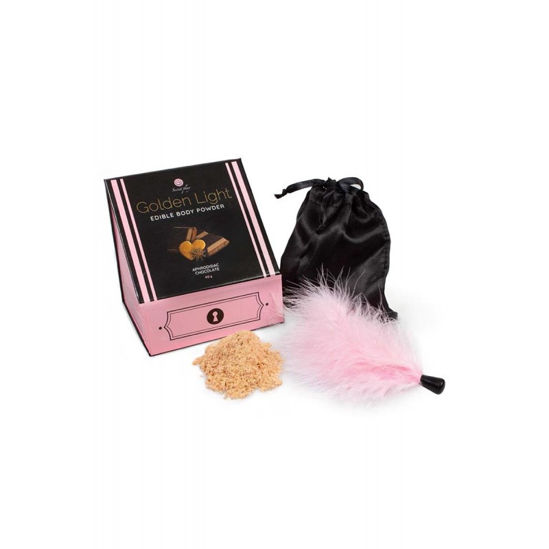 sexy Kit poudre comestible chocolat aphrodisiaque et plumeau - Secret Play