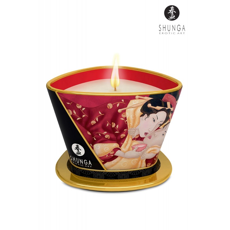 sexy Bougie à massage parfum Vin pétillant à la fraise - Shunga