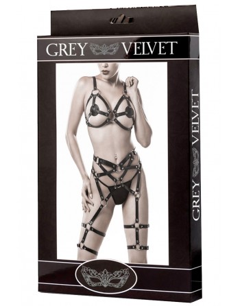 sexy Harnais faux cuir 3 pièces - Grey Velvet