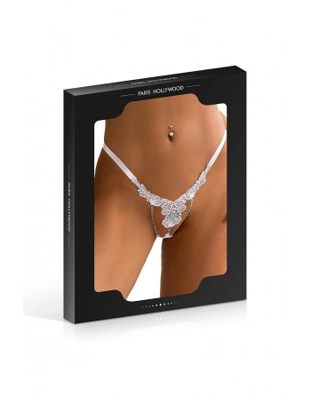 sexy String ouvert à strass blanc