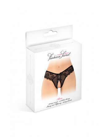 sexy String ouvert Alicia noir - Fashion Secret