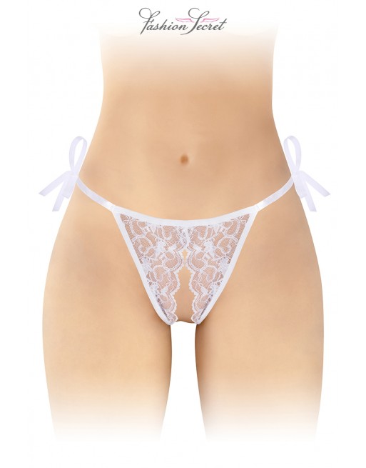 sexy String blanc ouvert à nouer Stella - Fashion Secret