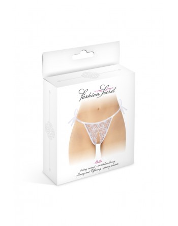 sexy String blanc ouvert à nouer Stella - Fashion Secret