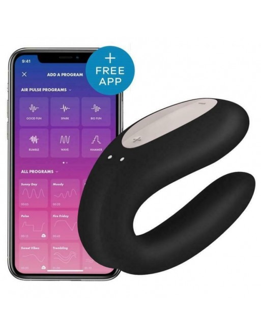 sexy Stimulateur connecté pour couple Satisfyer Double Joy - Noir