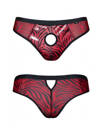 sexy Slip type brésilien ouvert zébré rouge et noir - Regnes