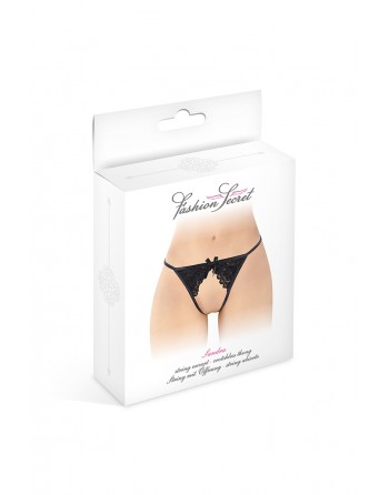 sexy String ficelle ouvert Sandra noir - Fashion Secret