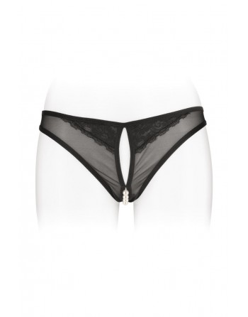 sexy String ouvert avec perles Sophie - noir