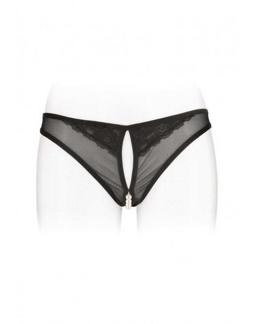 sexy String ouvert avec perles Sophie - noir