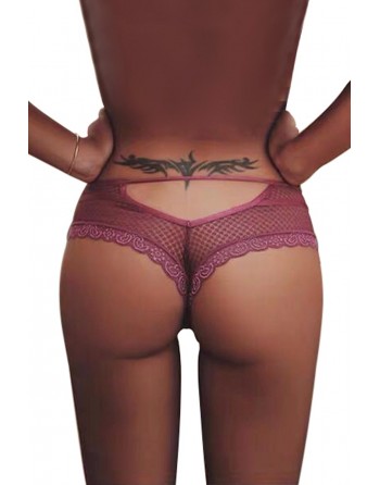 sexy Tanga bordeaux dentelle - Paris Hollywood