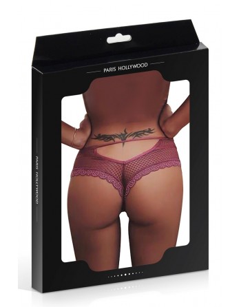 sexy Tanga bordeaux dentelle - Paris Hollywood