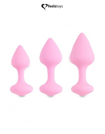 sexy Coffret 3 plugs anal Bibi - rose