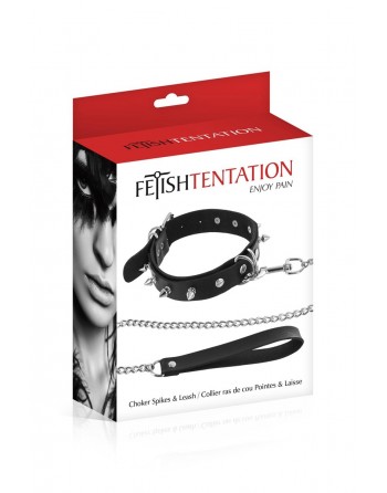 sexy Collier à pointes  laisse - Fetish Tentation