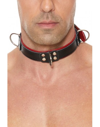 sexy Collier Bondage Deluxe rouge et noir - Ouch!