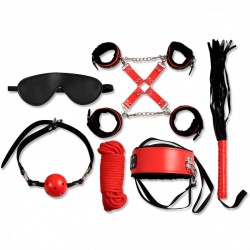 sexy Secret Bondage : Ensemble BDSM 8 pcs 6148Rk - Noir et Rouge