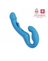 Harmony Duo Strap on vibrant avec tapotage - Bleu