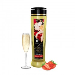 sexy Huile de massage érotique - Romance - Vin pétillant fraise - 240 ml