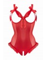 Body wetlook ouvert rouge Mistique - Christine