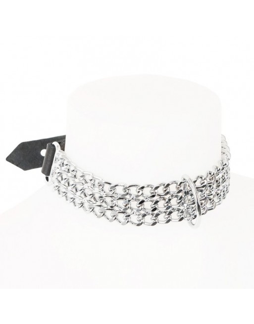 Collier Chaines cuir noir Collier Chaines cuir noir