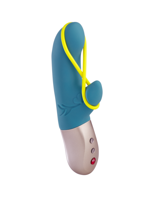 Amorino - Vibromasseur Rabbit silencieux - Pétrole et jaune fluo Amorino - Vibromasseur Rabbit silencieux - Pétrole et jaune fluo