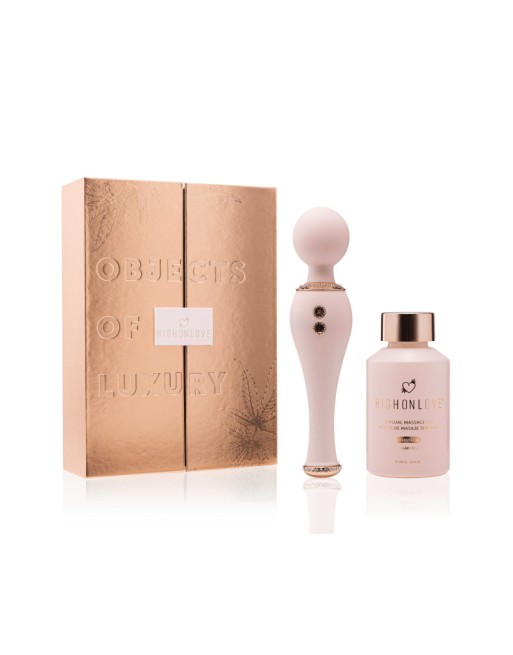 Coffret objets de luxe - Huile de massage et vibromasseur Coffret objets de luxe - Huile de massage et vibromasseur