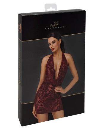 Mini robe dos nu en tulle floqué Kink Royal F385 - Noir Handmade