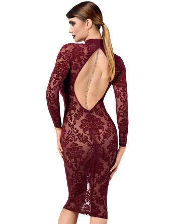 Robe fourreau en tulle floqué Kink Royal F384 - Noir Handmade