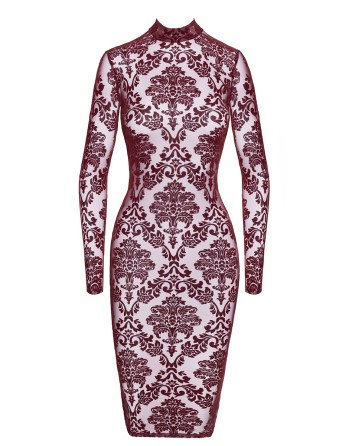 Robe fourreau en tulle floqué Kink Royal F384 - Noir Handmade