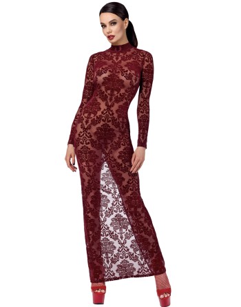 Robe fendue en tulle floqué Kink Royal F383 - Noir Handmade