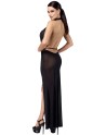 Robe longue fendue Onyx F373 - Noir Handmade