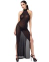 Robe longue en maille pailletée Onyx F372 - Noir Handmade