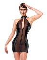 Mini robe tulle et wetlook Luxuria F370 - Noir Handmade