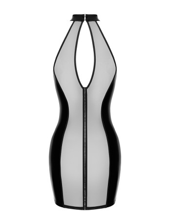 Mini robe tulle et wetlook Luxuria F370 - Noir Handmade