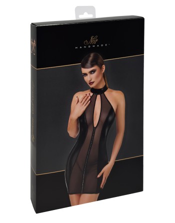 Mini robe tulle et wetlook Luxuria F370 - Noir Handmade