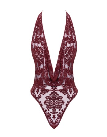 Body en tulle floqué Kink Royal F386 - Noir Handmade