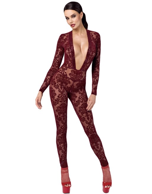 Combinaison en tulle floqué Kink Royal F382 - Noir Handmade