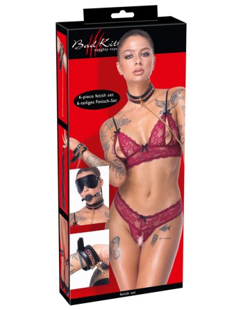 Ensemble 7 pièces Fetish SM noir -  Bad Kitty 